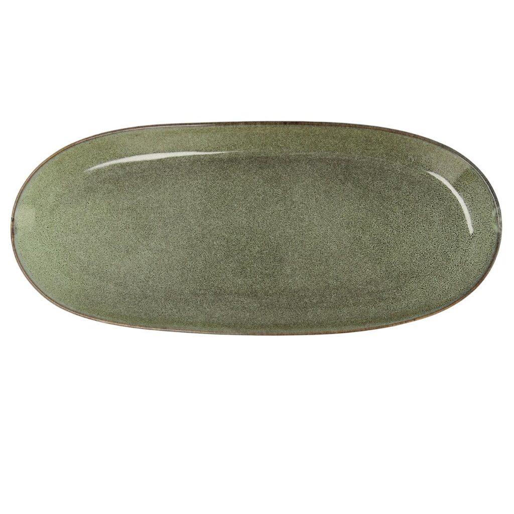 FUENTE OVAL CERÁMICA 36X16 CM VERDE IKONIC BIDASOA