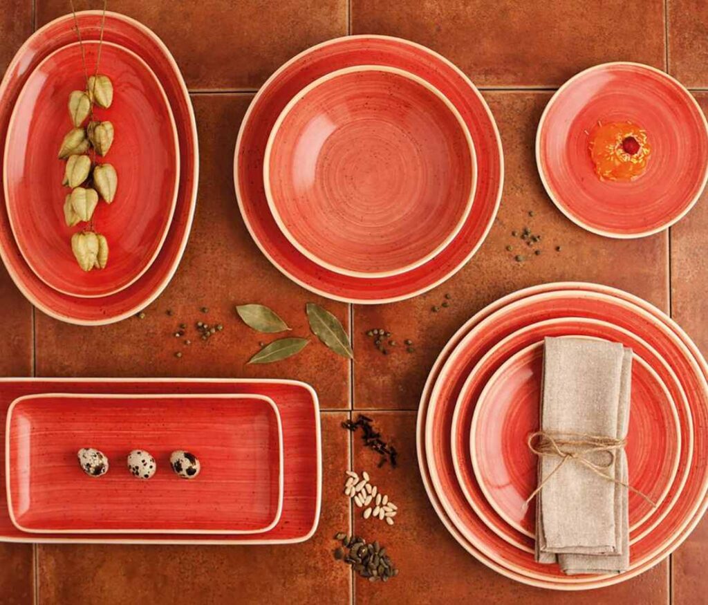 Ariane Porcelana fina. Vajilla roja
