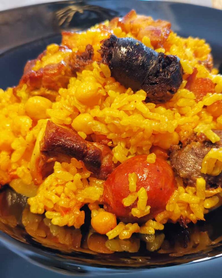 Arroz al horno en calabaza de Halloween