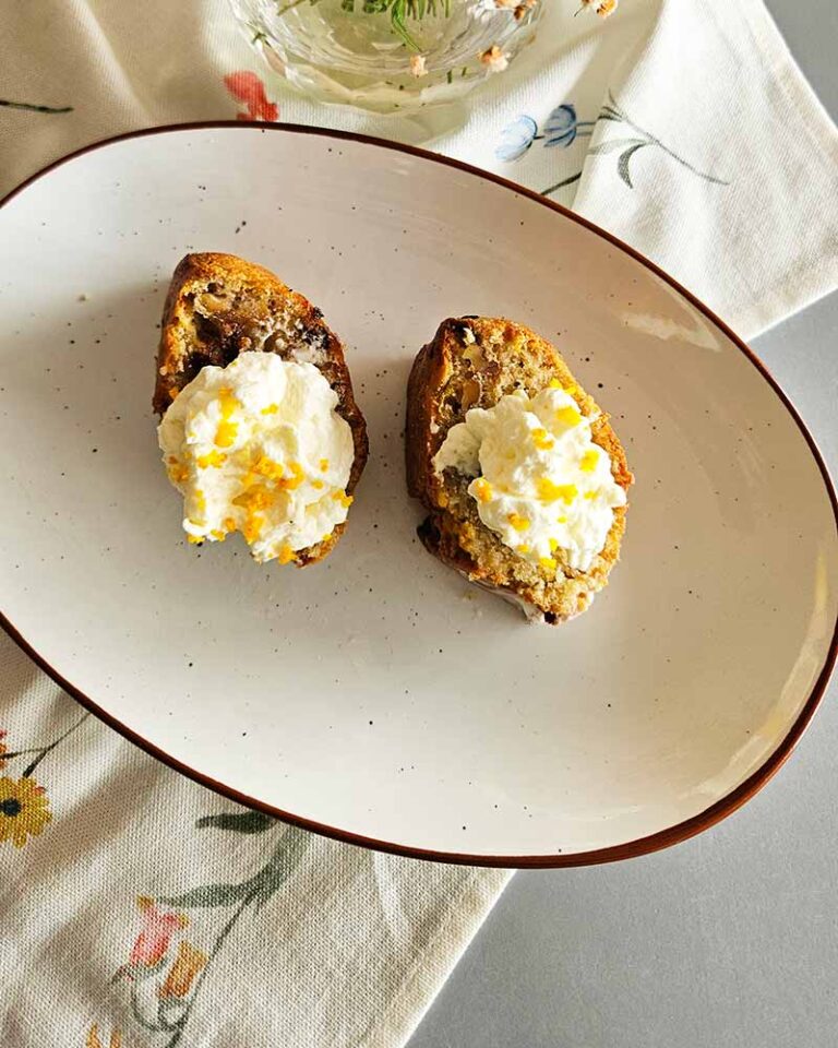 Banana Bread con mandarina, nueces y perlas de chocolate
