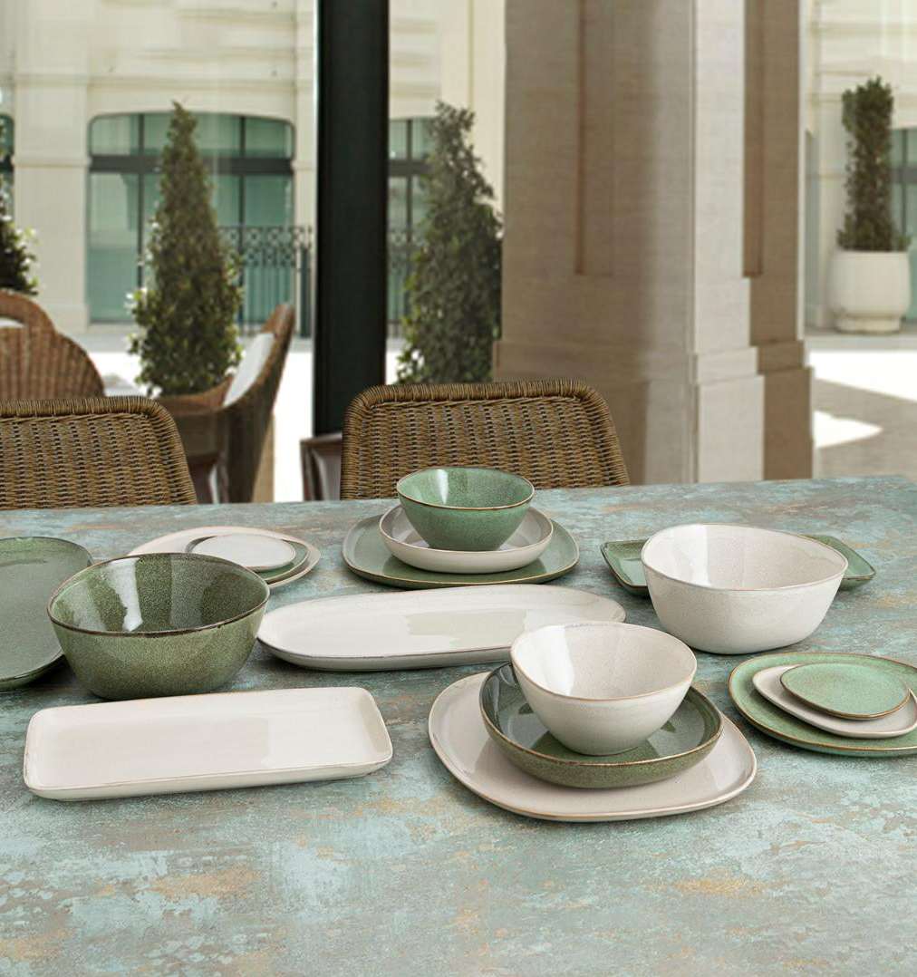Bidasoa Vajilla irregular Verde Ikonic