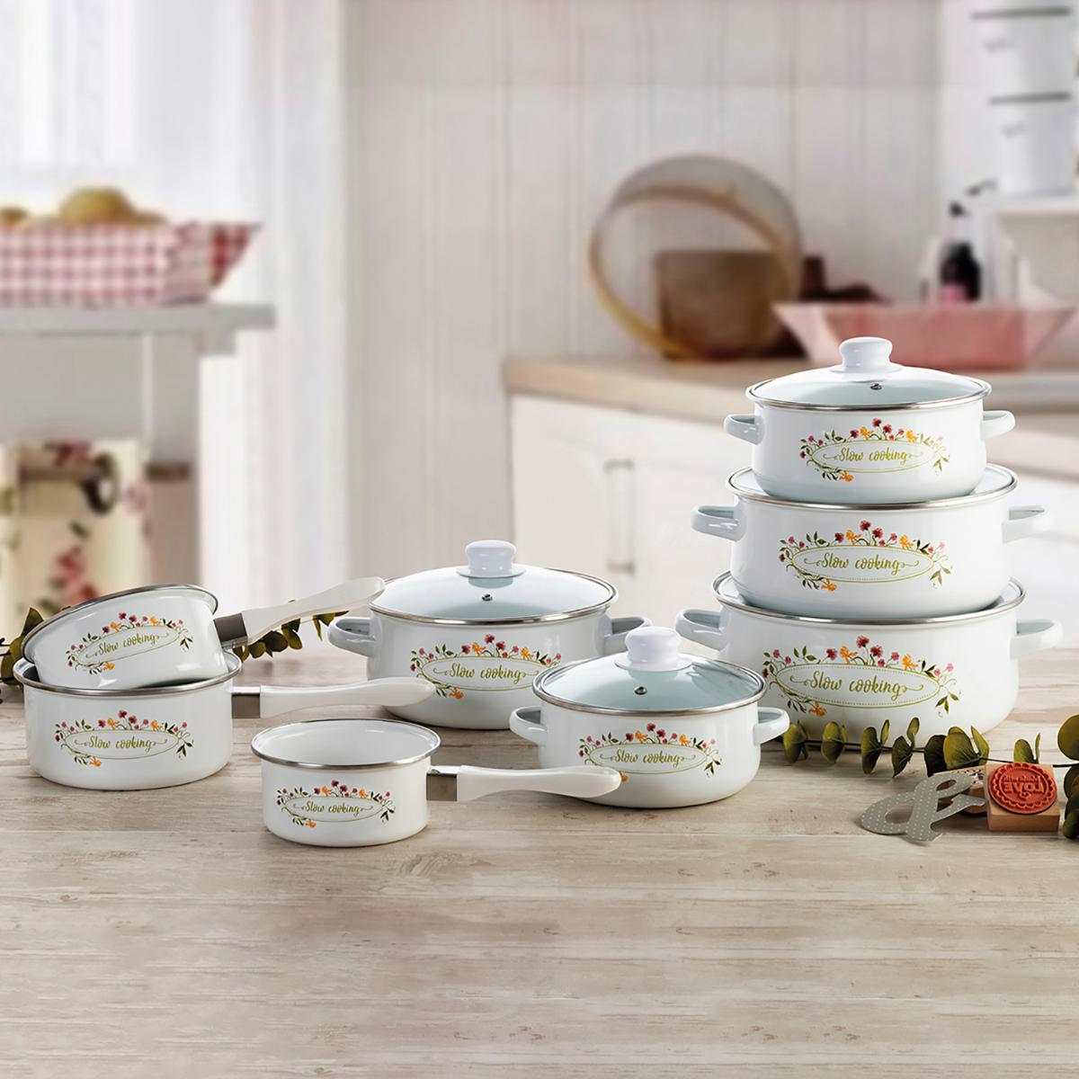 cazuelas de acero esmaltadas blancas