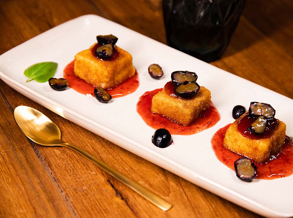 Receta de Croqueta de tarta de queso sin horno con arándanos