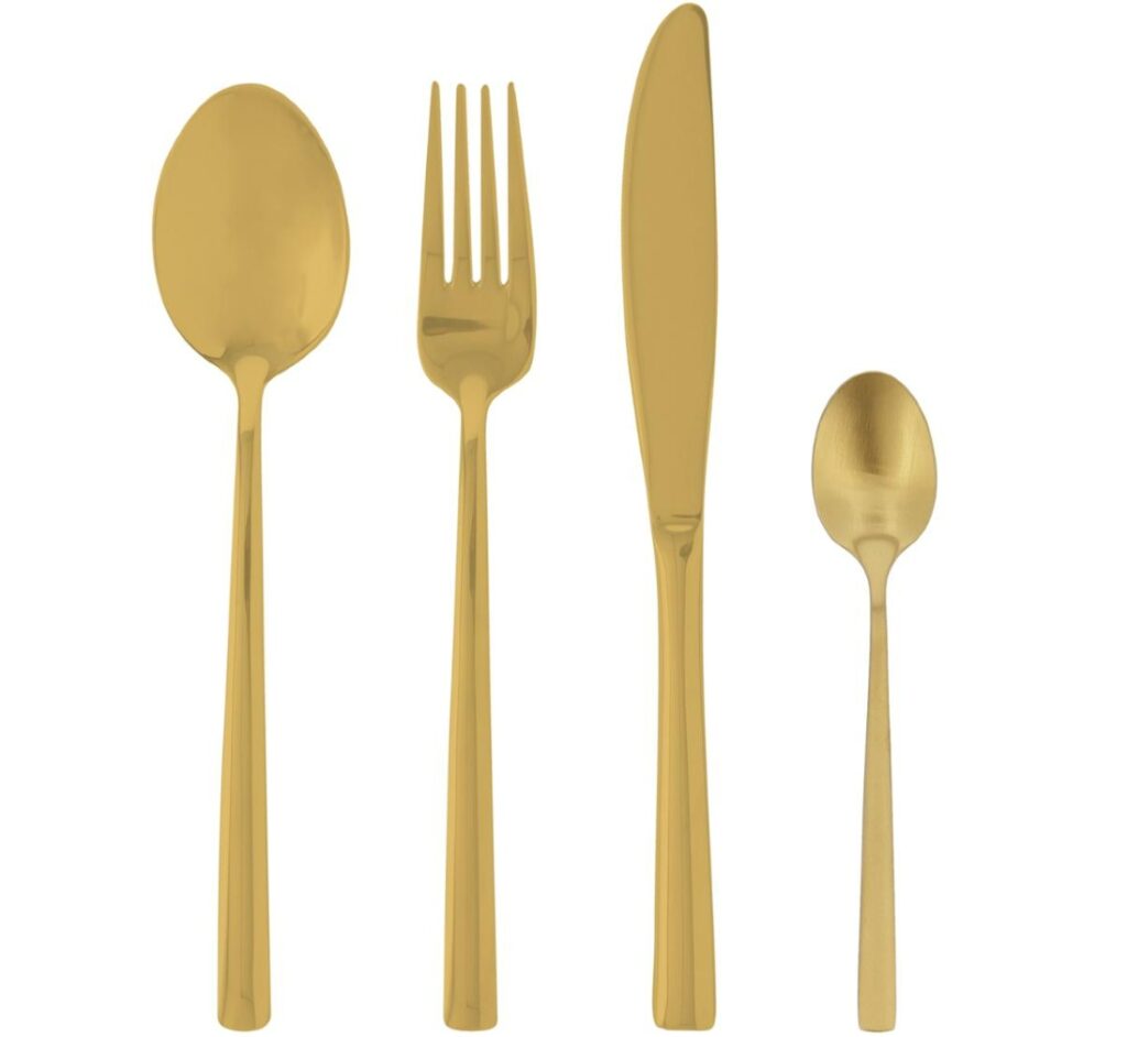 cubertería dorada completa Bidasoa en Oh’Gar