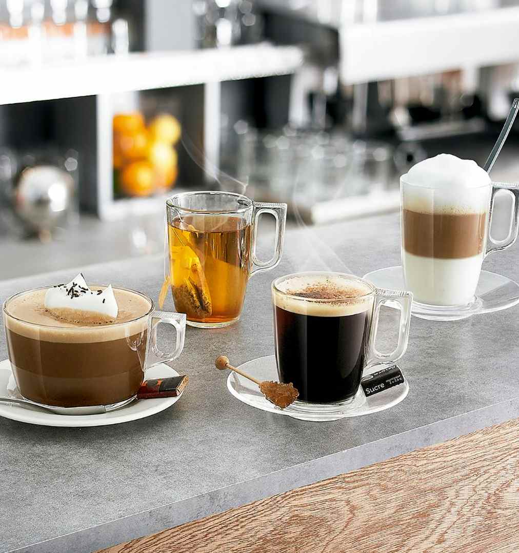 juego tazas de café de vidrio