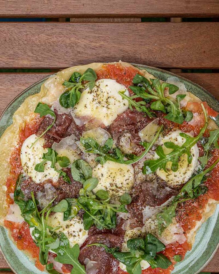 Pizza de prosciutto y rúcula SIN horno