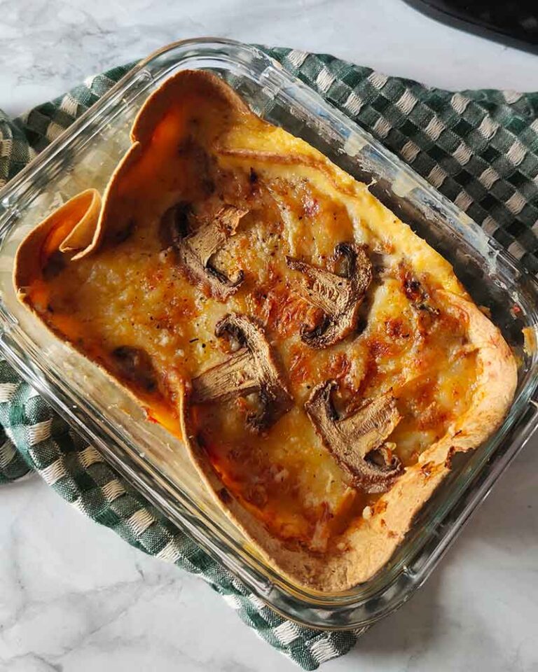Quiche con champiñones en Freidora de aire