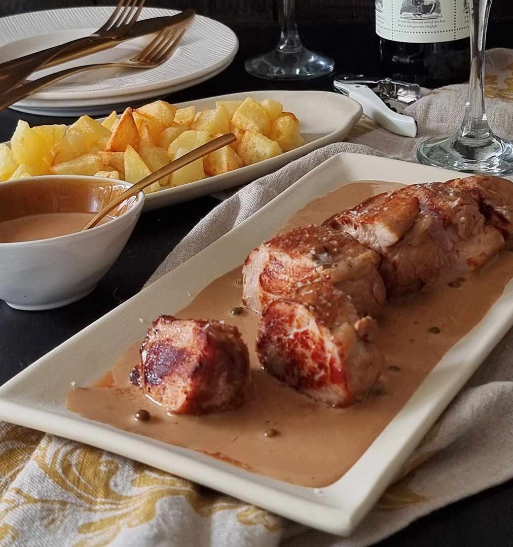 Receta de solomillo de cerdo a la pimienta verde