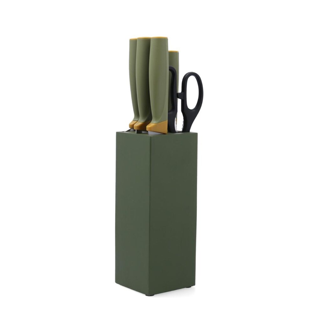 TACOMA MADERA 5 CUCHILLOS ACERO INOX Y TIJERAS NATURALIA QUID