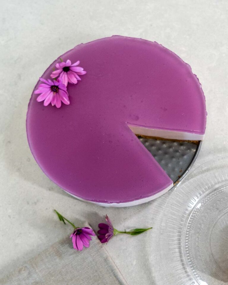 Receta de Tarta de queso y caramelos de violetas