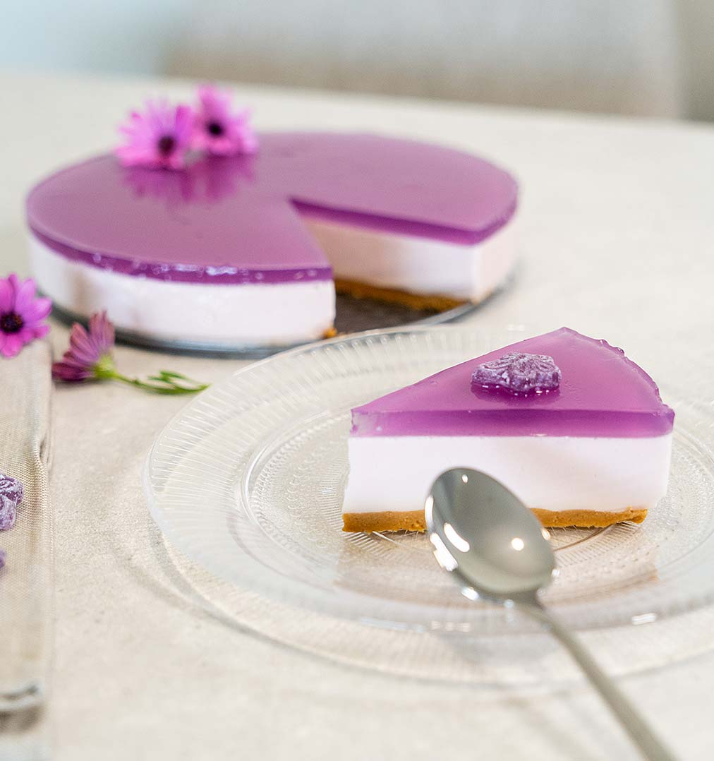 Receta de Tarta de queso y caramelos de violetas
