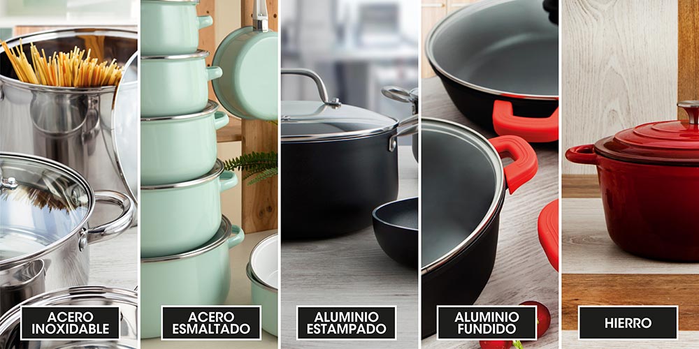 Batería de cocina de acero o aluminio