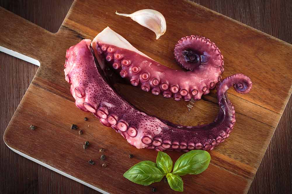 Aperitivo de tostas de pulpo y queso